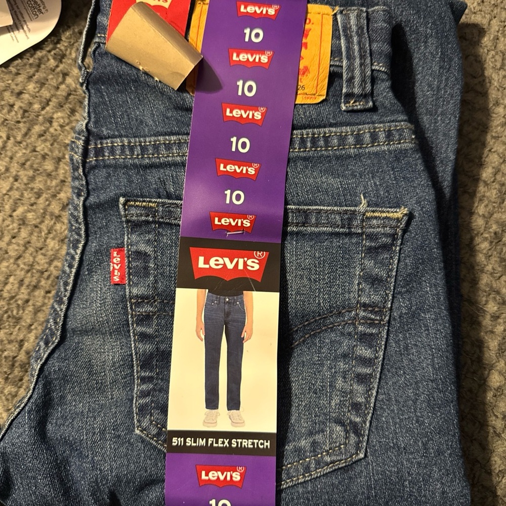 Levi's Blue Denim Straight-Leg Jeans with Signature Stitching